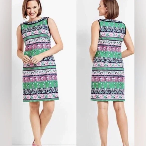 NWOT! TALBOTS Pink, White, and Green Floral Sleeveless Midi Dress - Picture 3 of 10